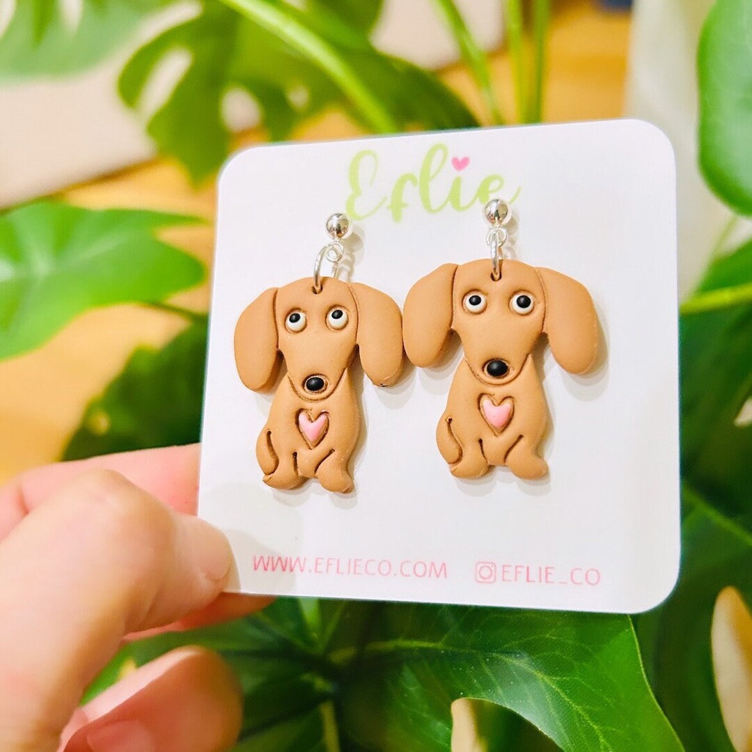 Dachshund Dog Earrings Cute Puppy Dangle earrings Dogs Lover Gift Idea Love Heart Dachshunds Pets Animal Lover Jewelry Earrings Dangling